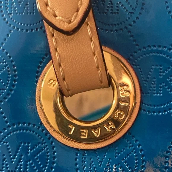 BEAUTIFUL Y2K MICHAEL KORS METALLIC BLUE JET SET SHOULDER TOTE - Picture 4 of 8